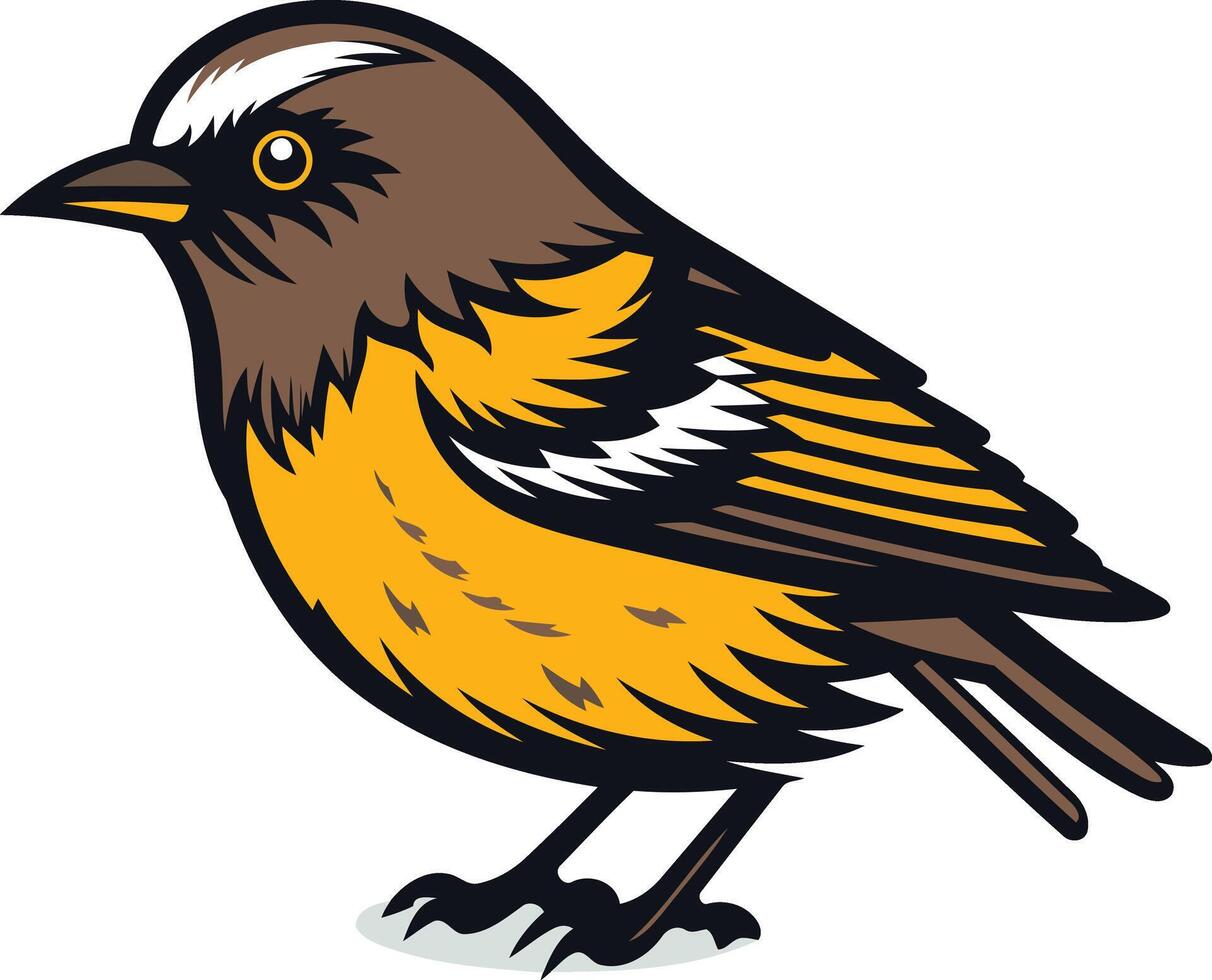 A brown and yellow bird with a black head vector
