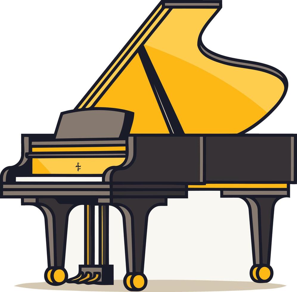 A black grand piano on a white background vector