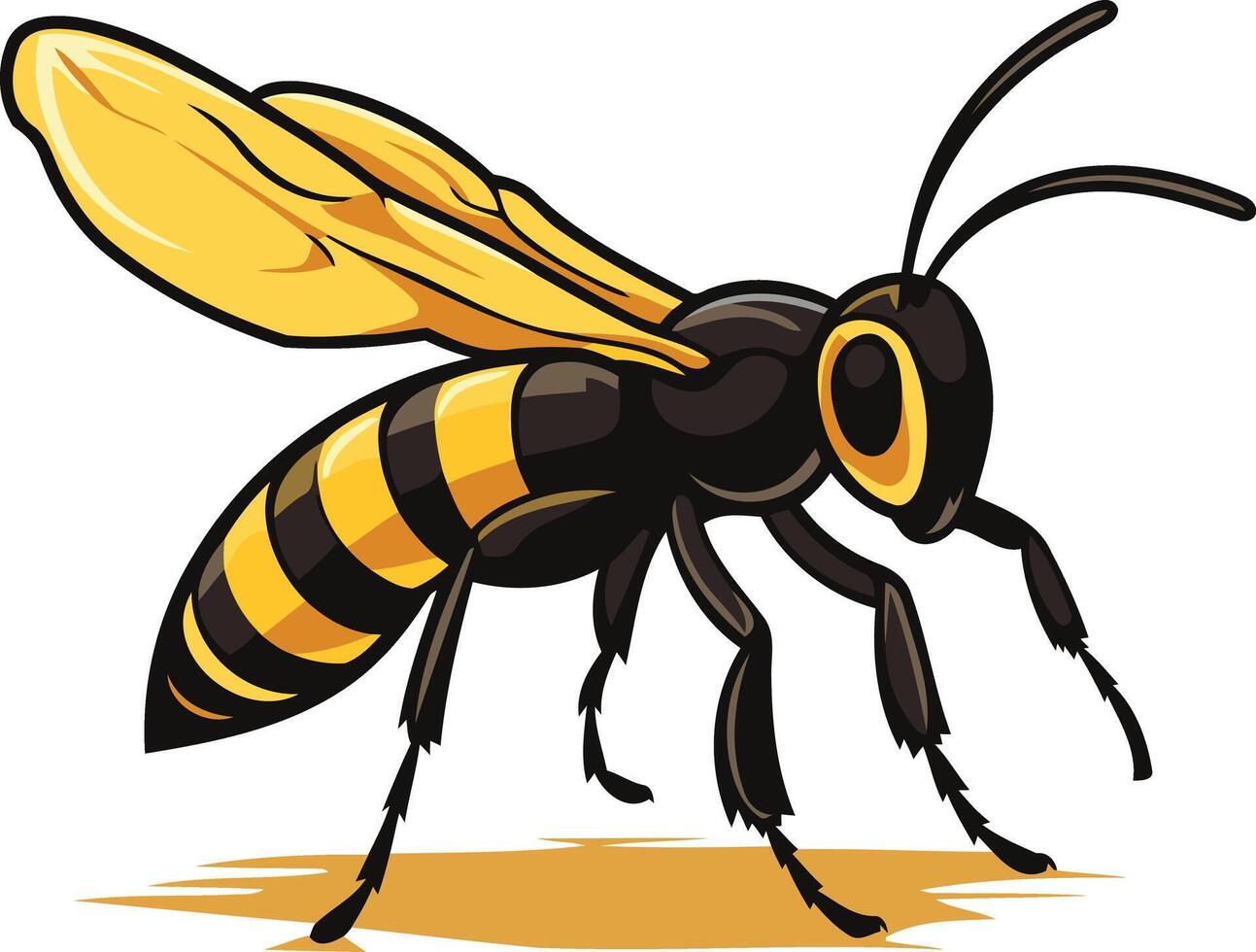 A cartoon wasp with yellow and black stripes vector