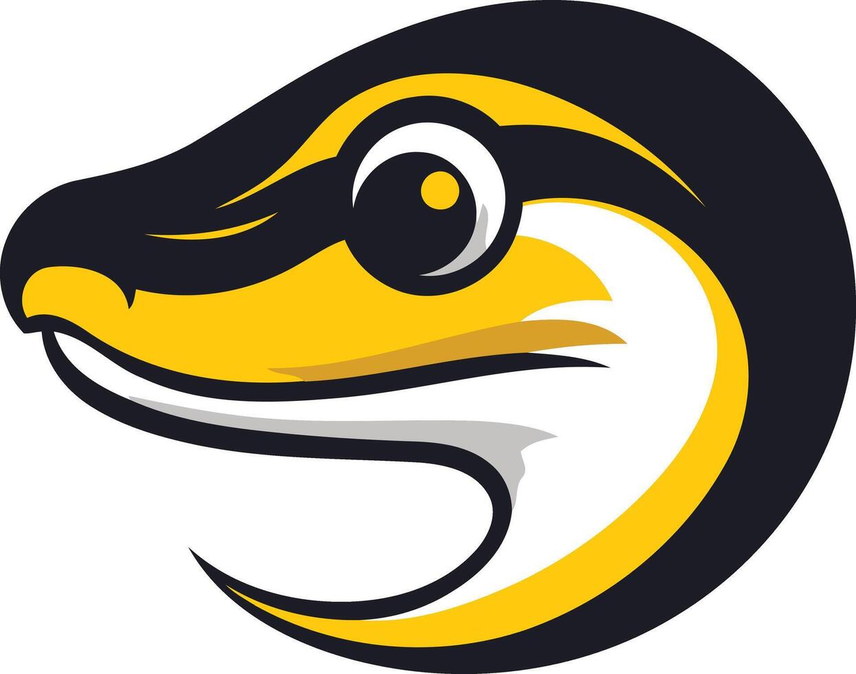 A yellow and black snake head vector