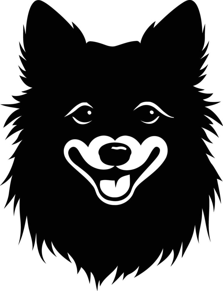 A black and white dog head with a smile vector