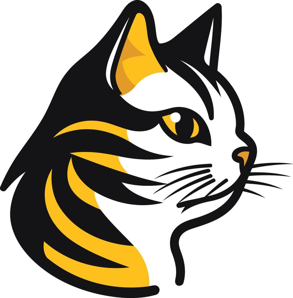 A cat head with yellow and black stripes vector