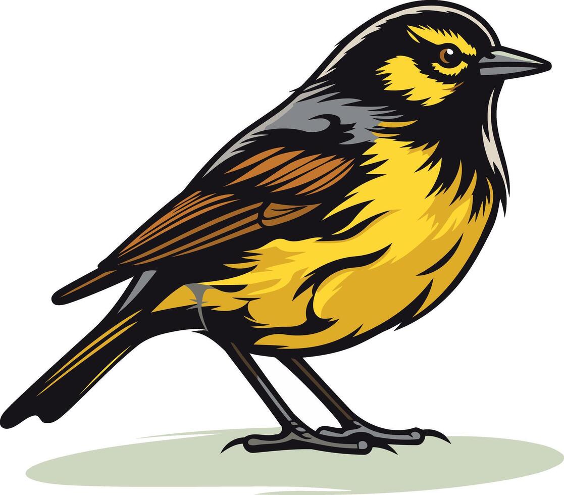 A yellow and black bird with black beak vector