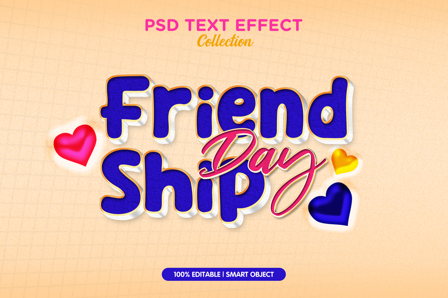 Friendship text effect template 3d psd
