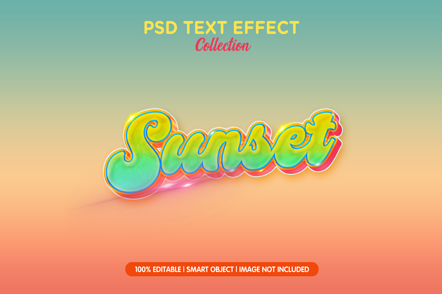 The sunset text effect collection psd