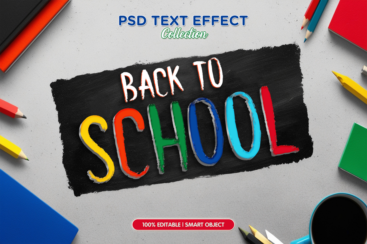 Back to school text effect 3d template psd