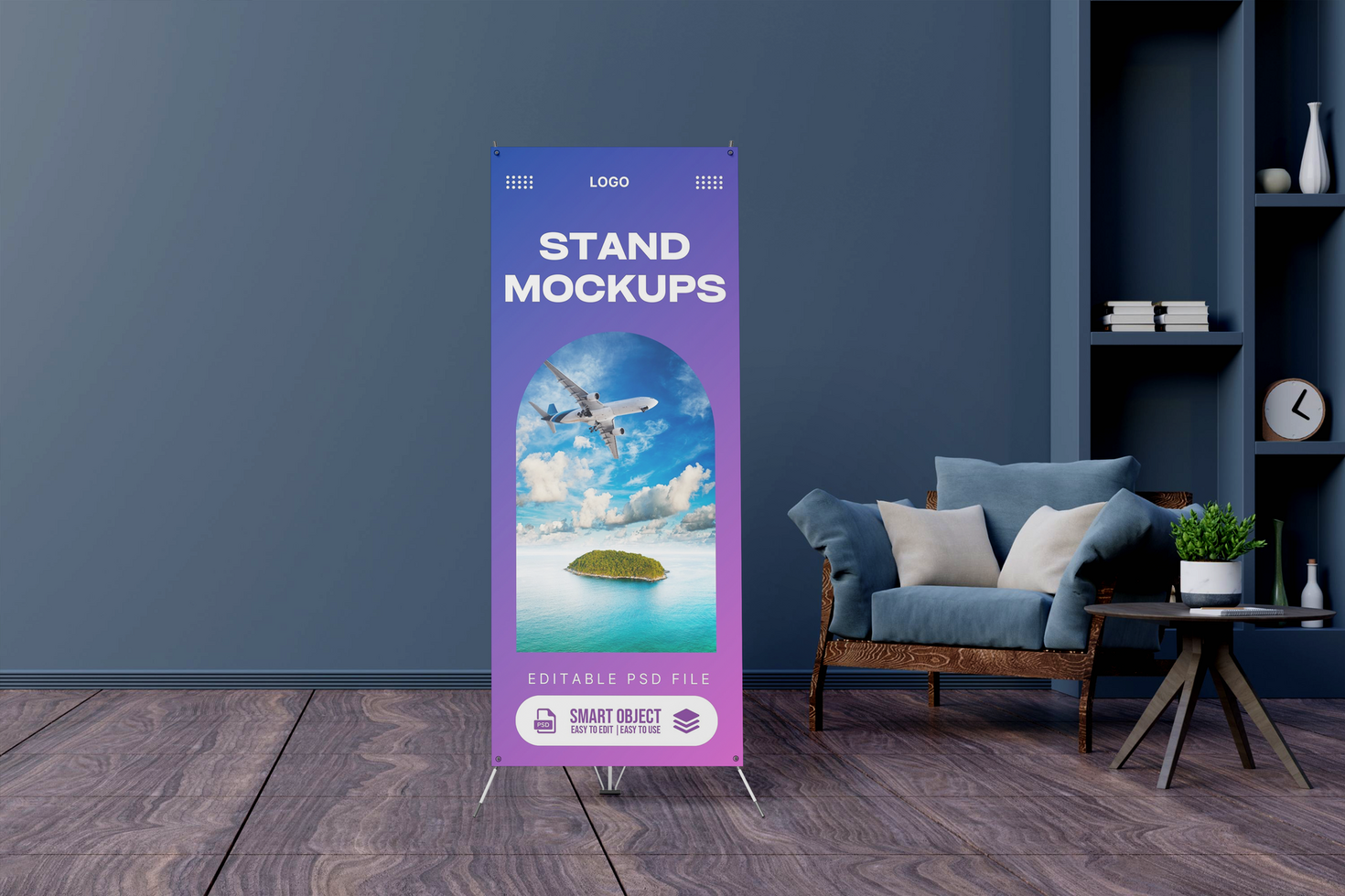 X Stand Banner Mockups standee travel vip psd