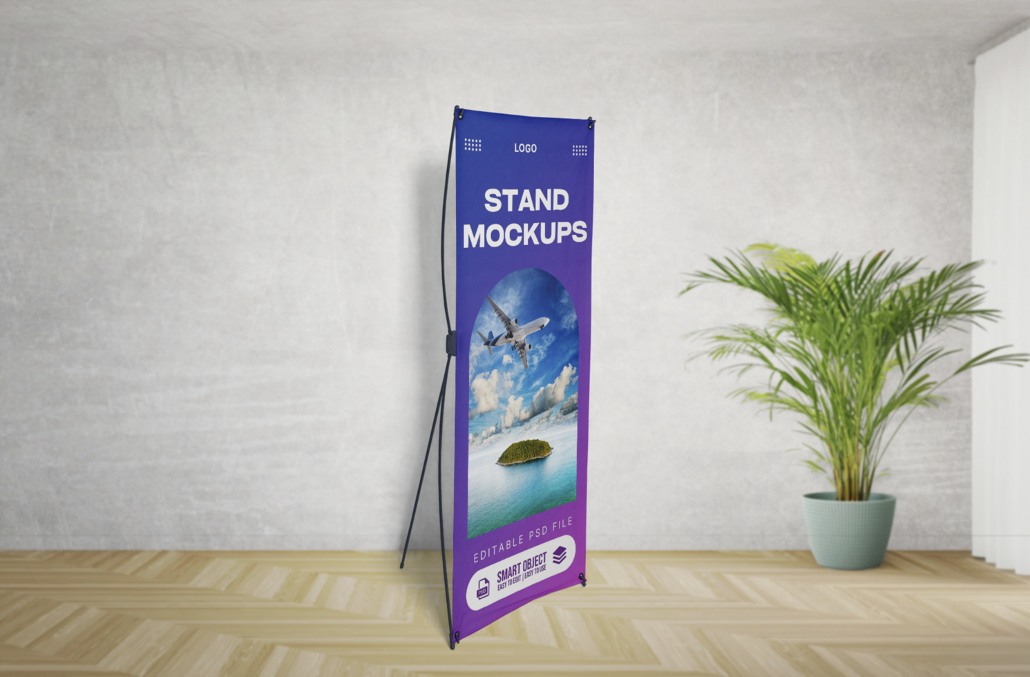 X banner and roll up banner mockup psd