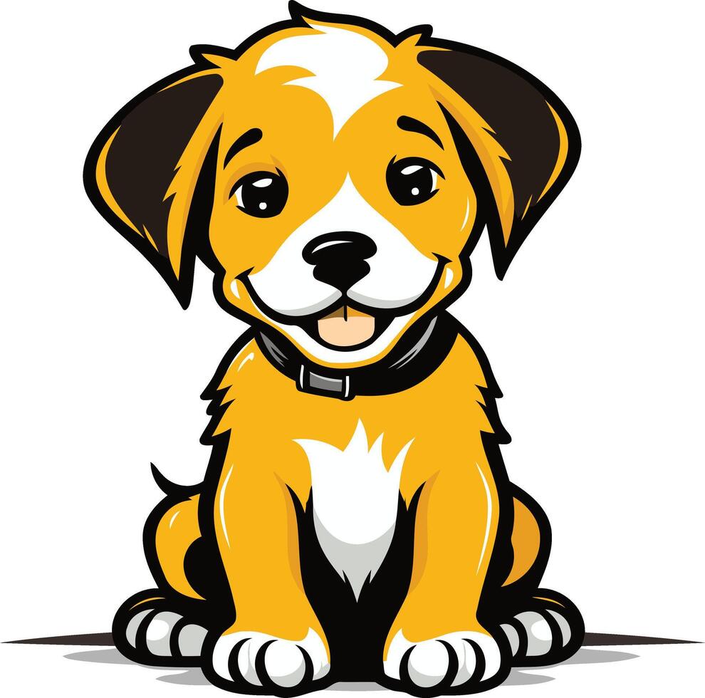 A cartoon dog sitting on the ground vector