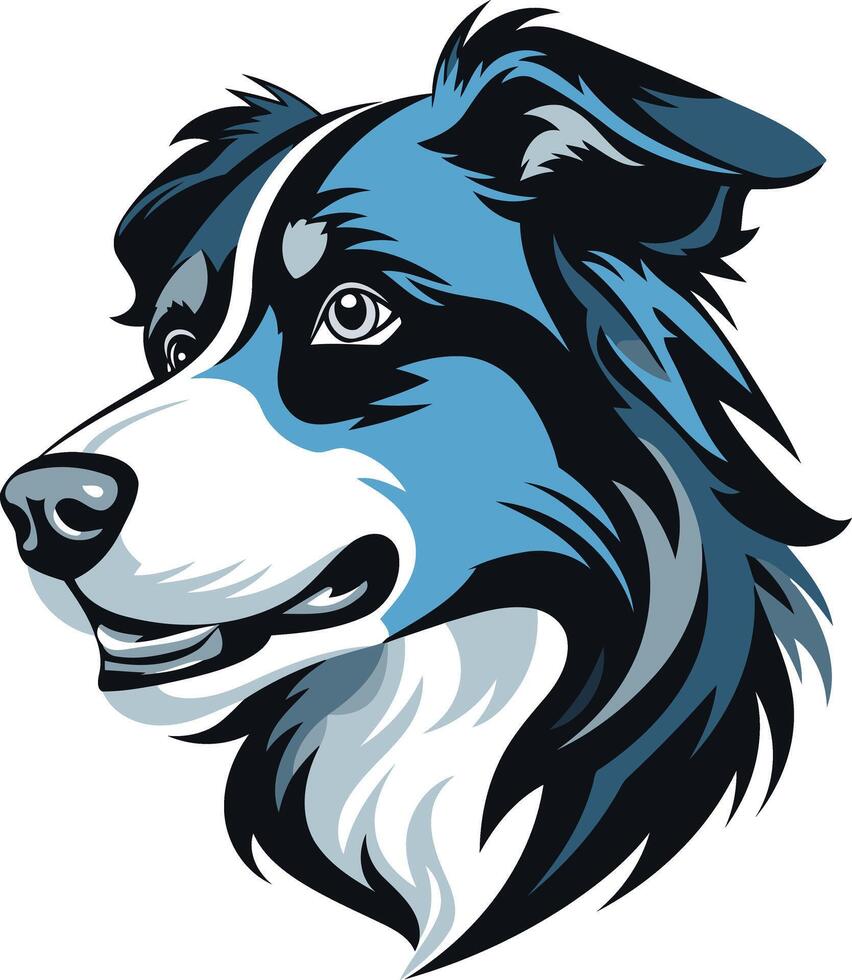 A blue and white dog head vector