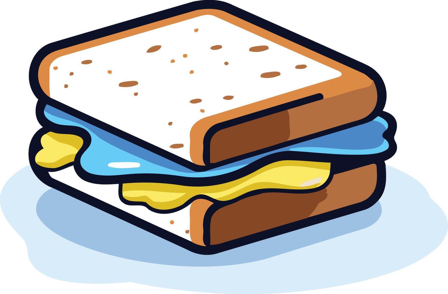 A sandwich with cheese and eggs on it vector