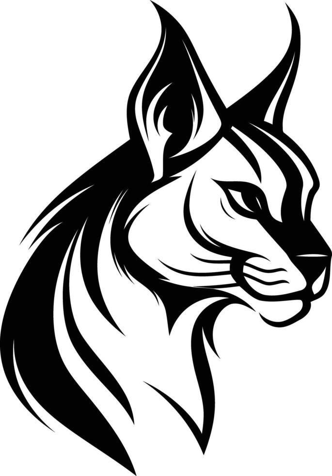 A black and white cat head with long ears vector
