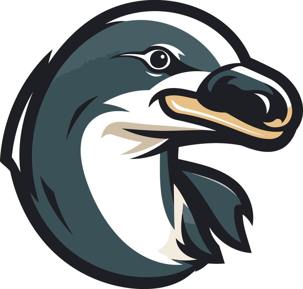 A penguin head with a beak and a long neck vector