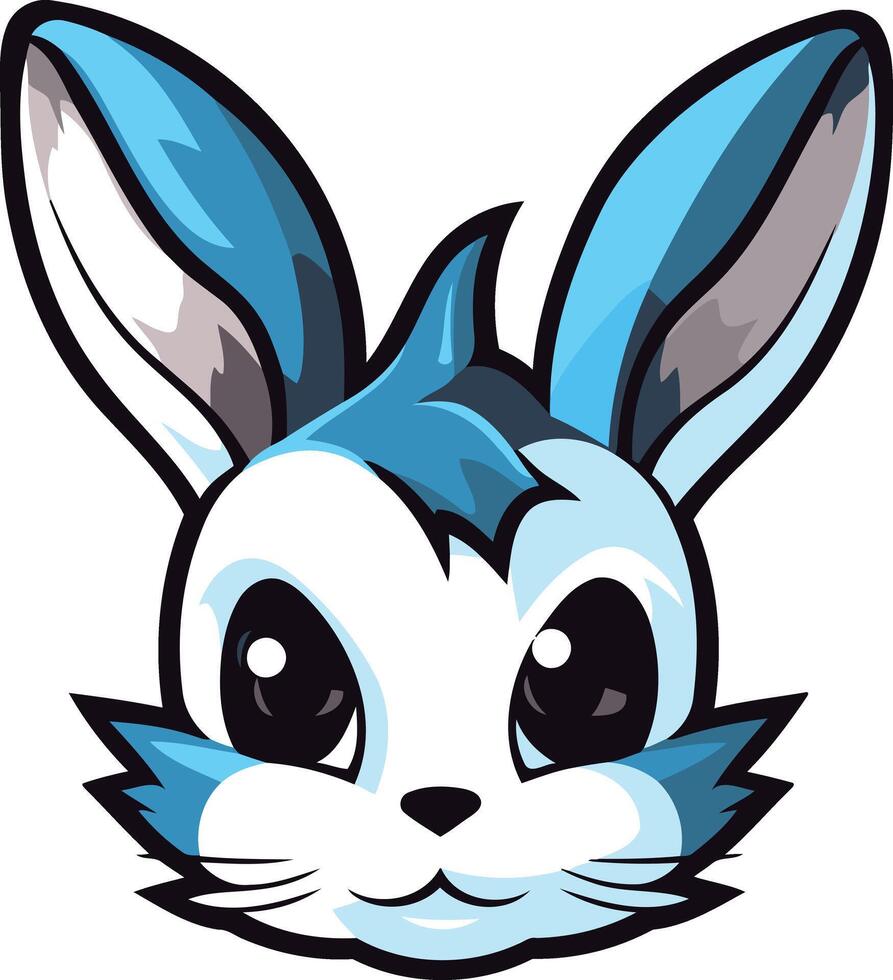 A cartoon bunny head with blue eyes vector