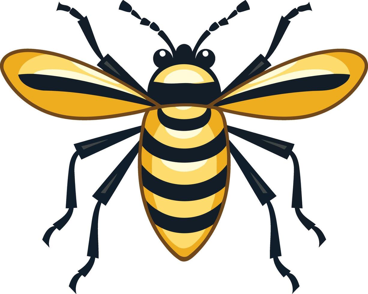 A cartoon bee with black and yellow stripes vector