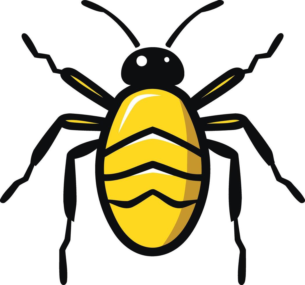 A yellow bug with black stripes on its back vector
