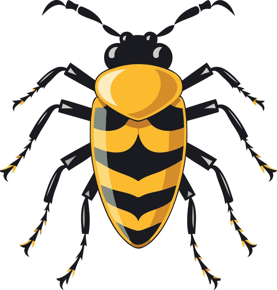 A black and yellow bug with black stripes vector