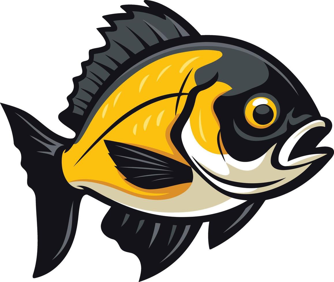 A yellow and black fish with black fins vector