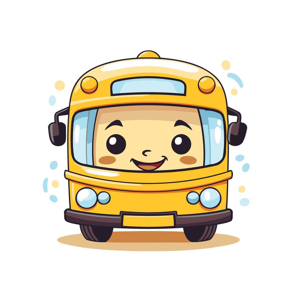 A cartoon school bus with a smiling face vector