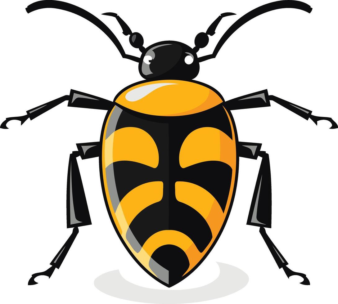 A cartoon bug with black and yellow stripes vector