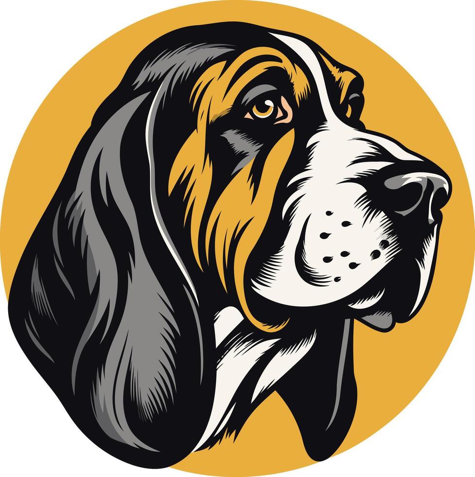 Basset hound dog head vector