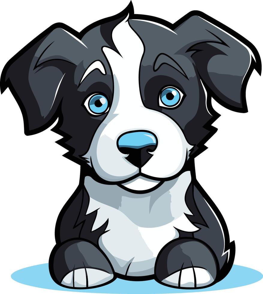 A cartoon border collie dog with blue eyes vector