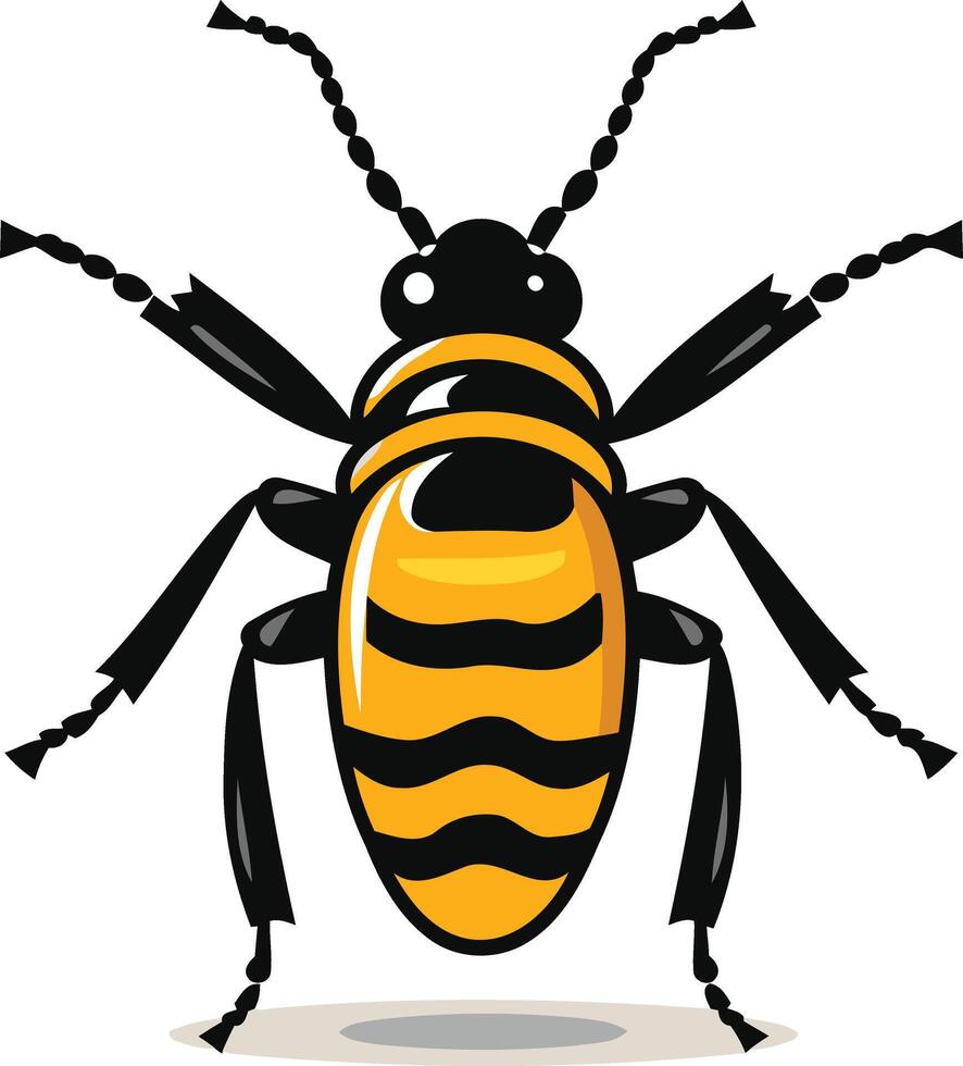 A cartoon bug with black and yellow stripes vector