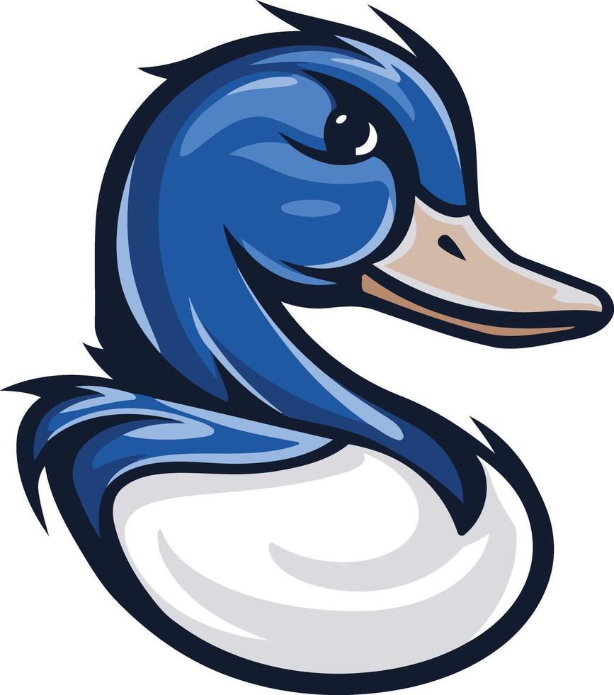 A blue duck head with a white beak vector