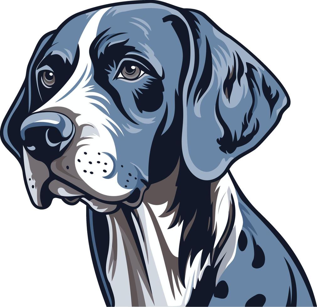 A dog with a blue and white face vector