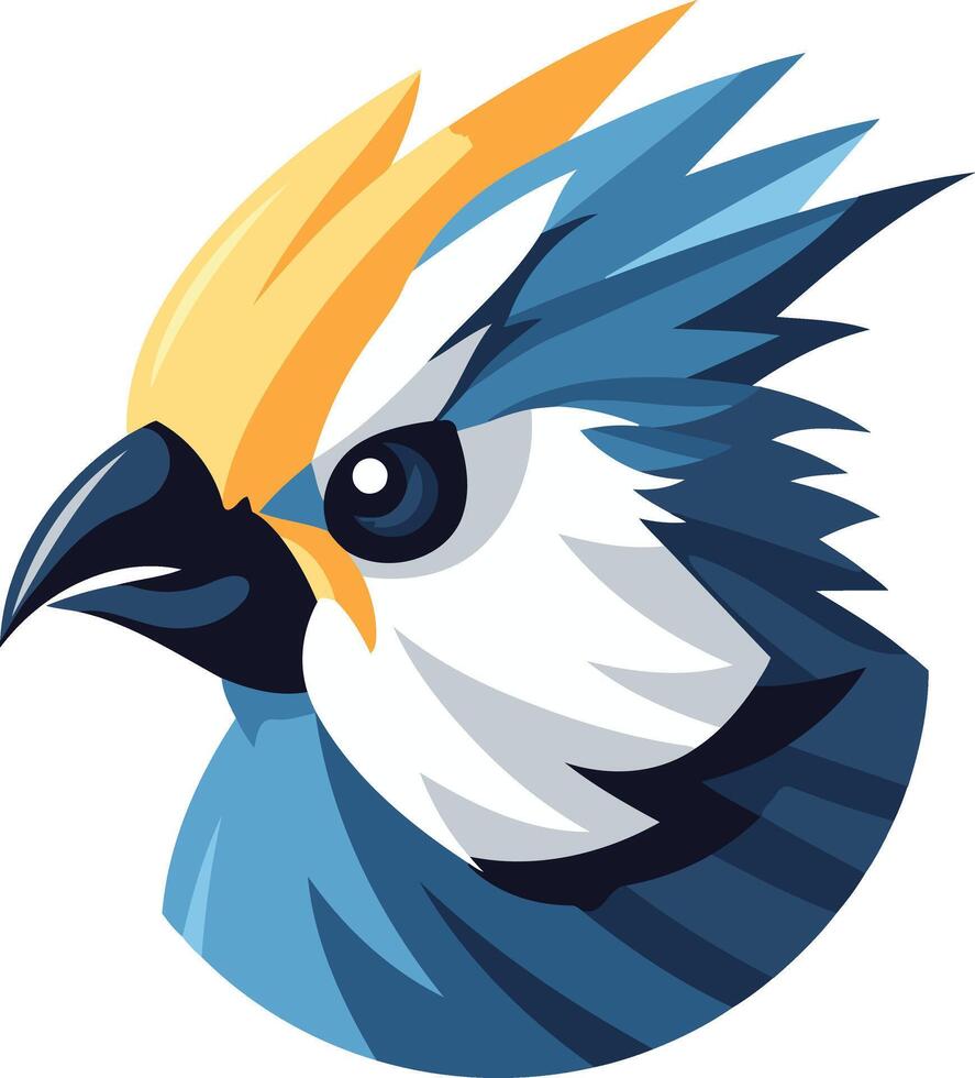 A blue and yellow bird with a yellow beak vector