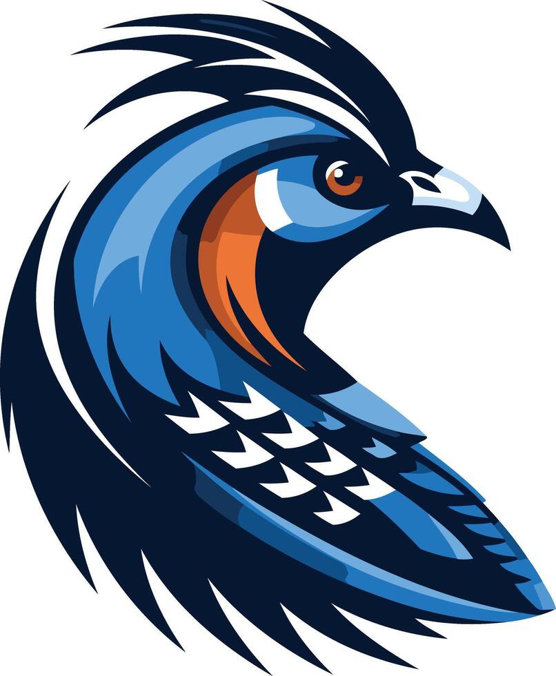 A blue bird with an orange beak and black feathers vector