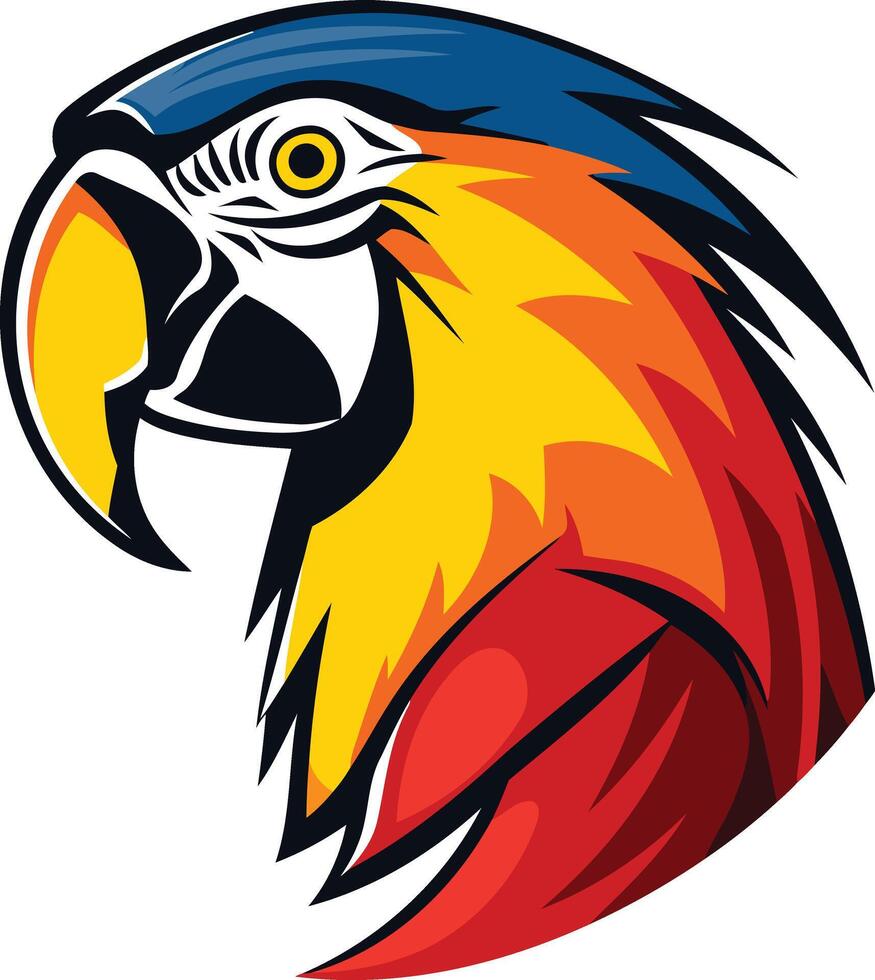 A parrot head with a blue and yellow beak vector