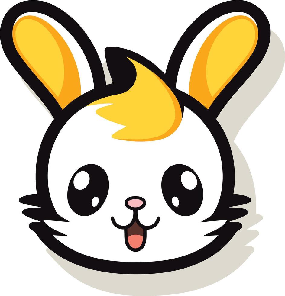 A cartoon bunny with yellow ears and a yellow tail vector
