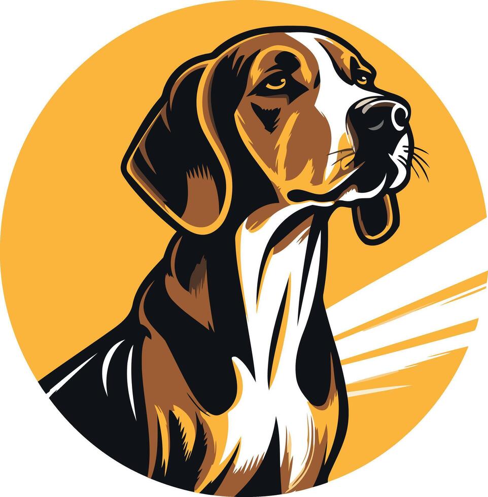 A dog with a black and white face in a circle vector