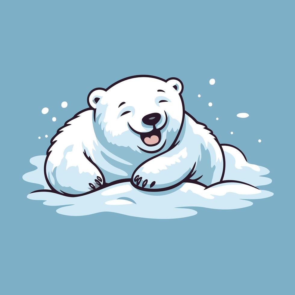 A cartoon polar bear is lying in the snow vector