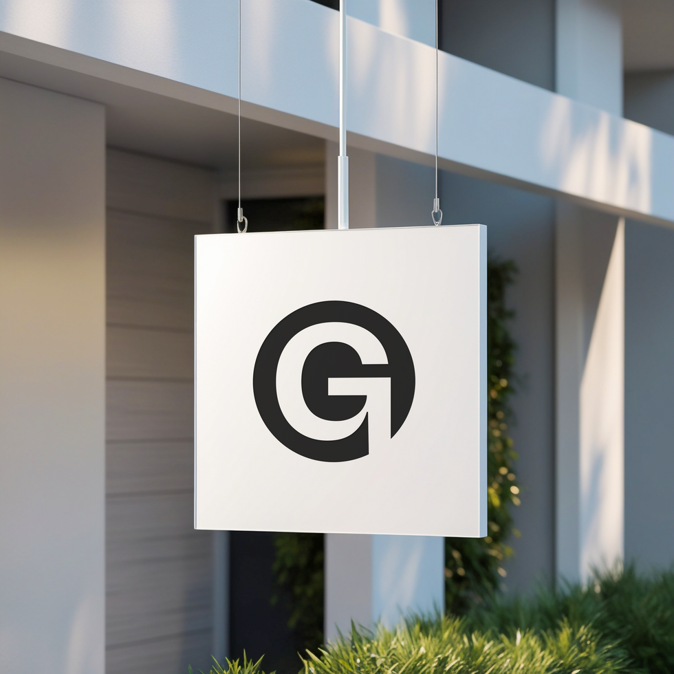 square white hanging sign logo mockup for branding display psd