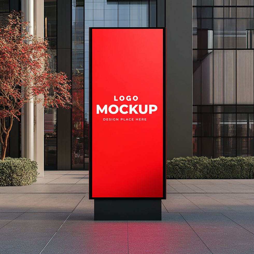 Red Billboard Mockup in the Desert psd