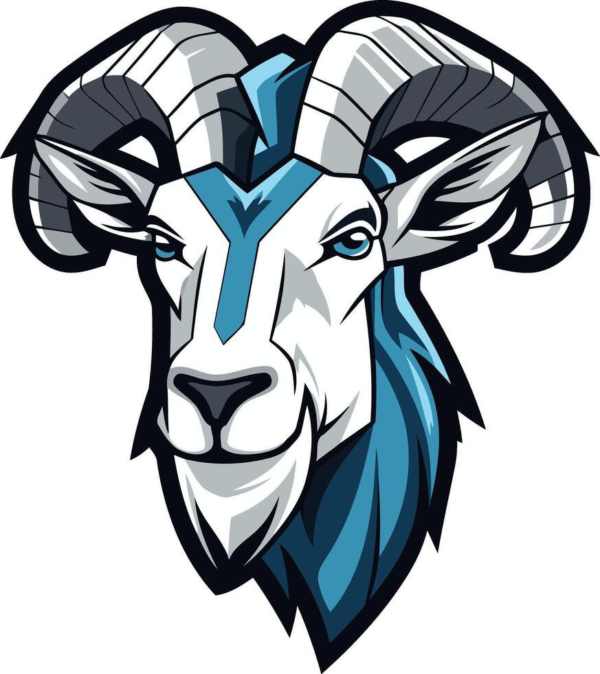 A ram head with blue horns and a blue background vector