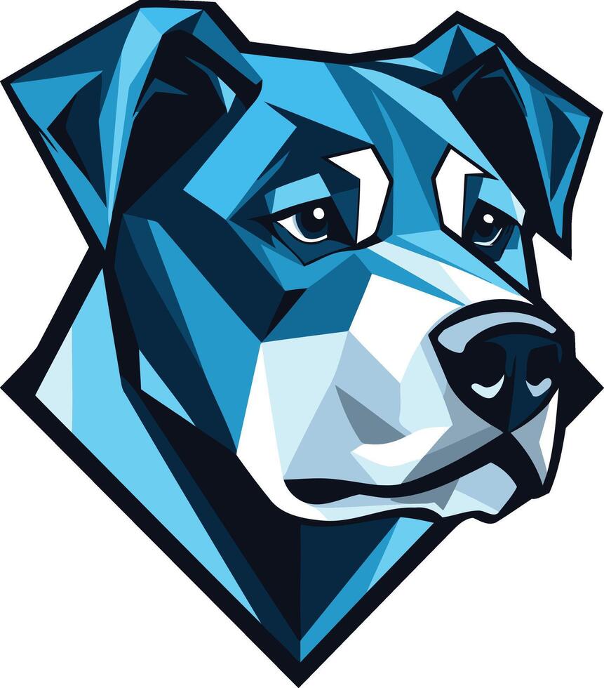 A blue dog head with a black and white background vector