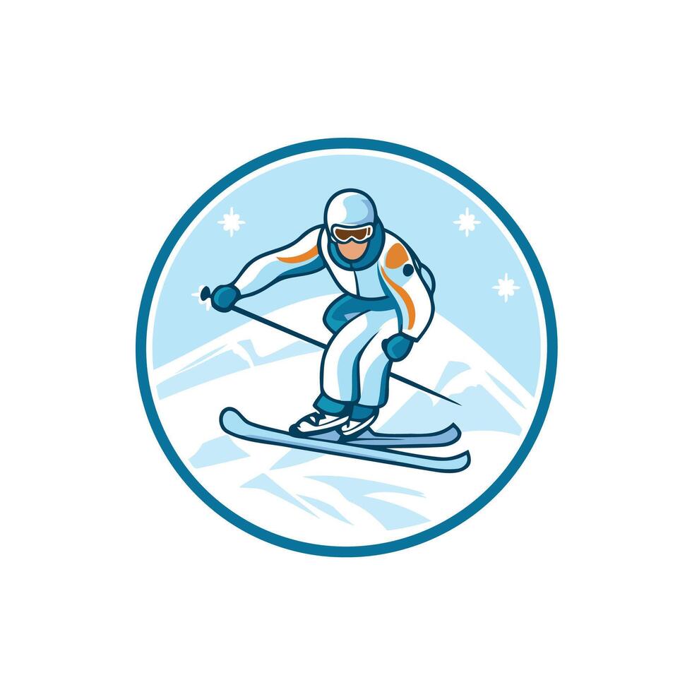 A skier is jumping down a mountain vector