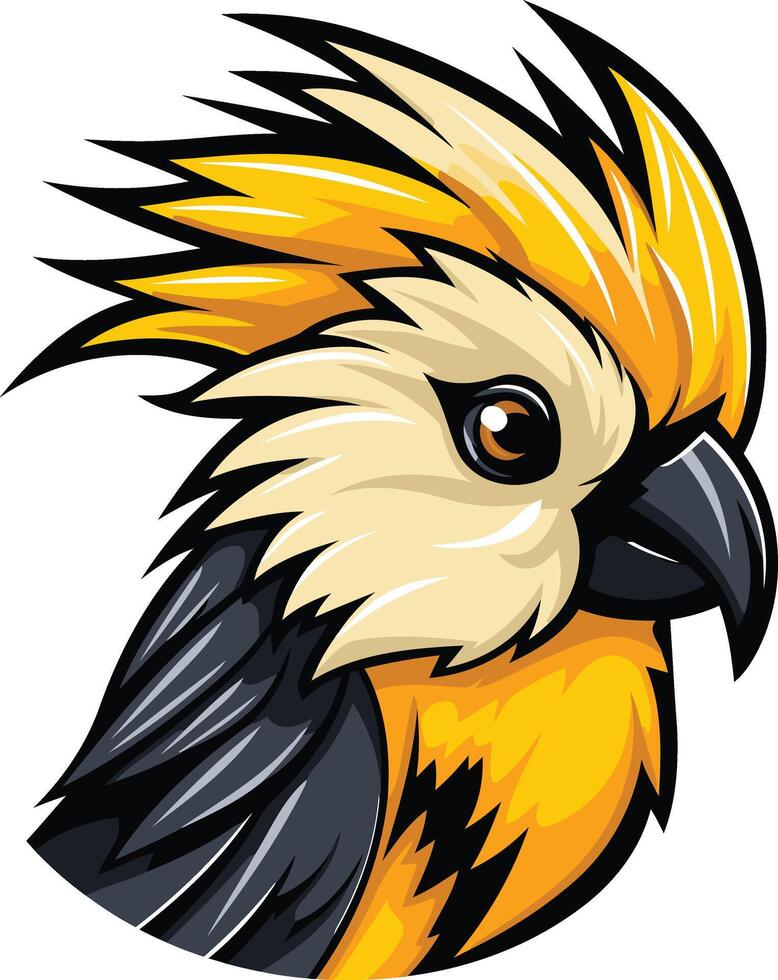 A cartoon yellow and black parrot head vector