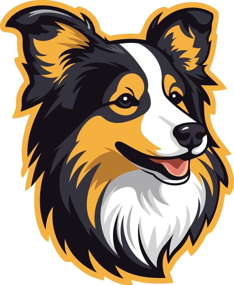 A collie dog head with a black and white face vector