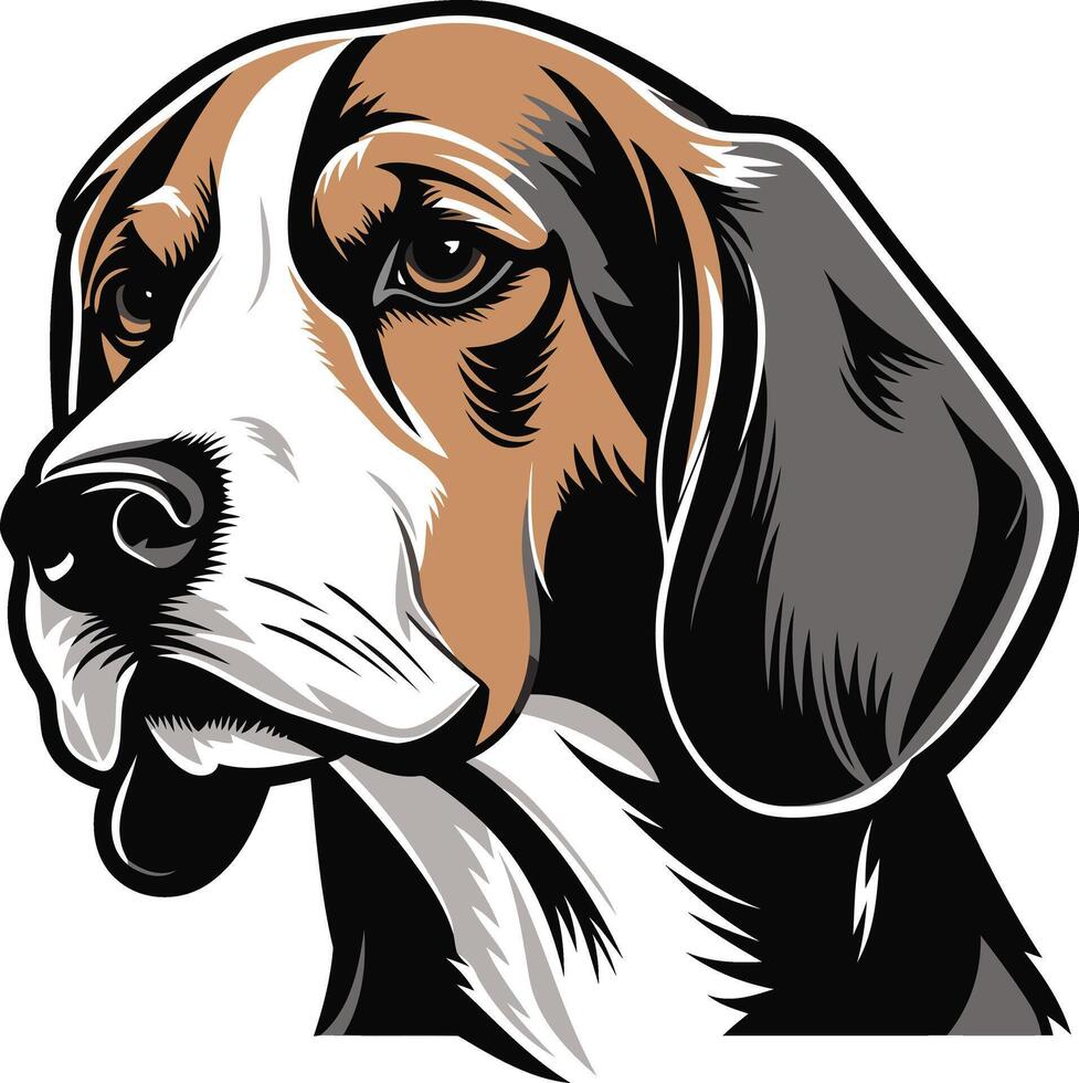 Beagle dog head illustration vector