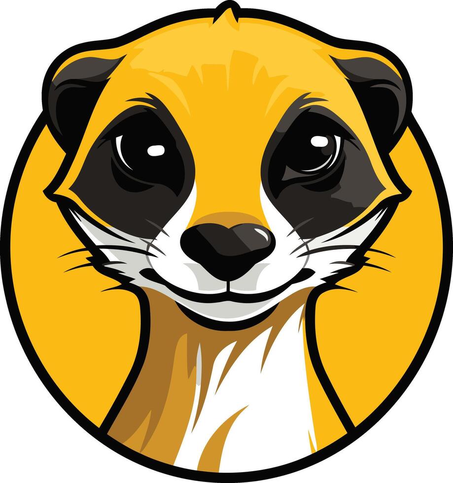 A cartoon meerkat head in a yellow circle vector