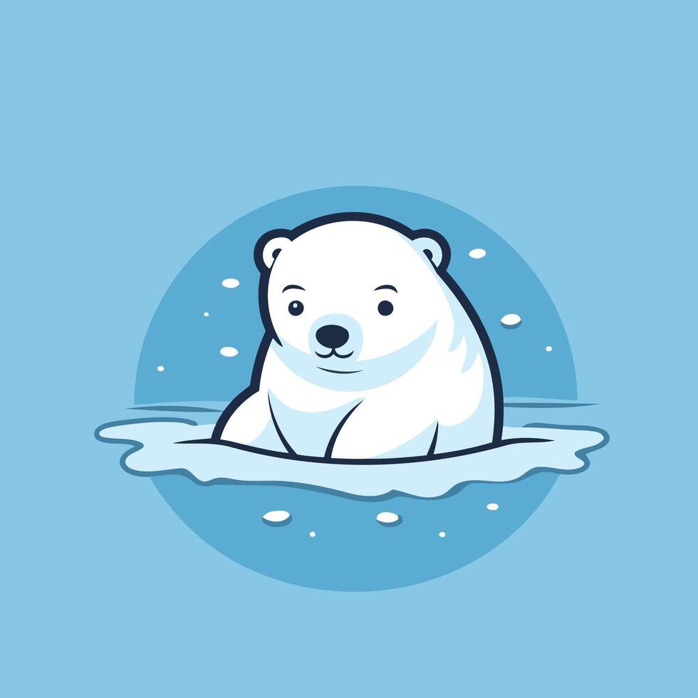 A polar bear swimming in the water vector
