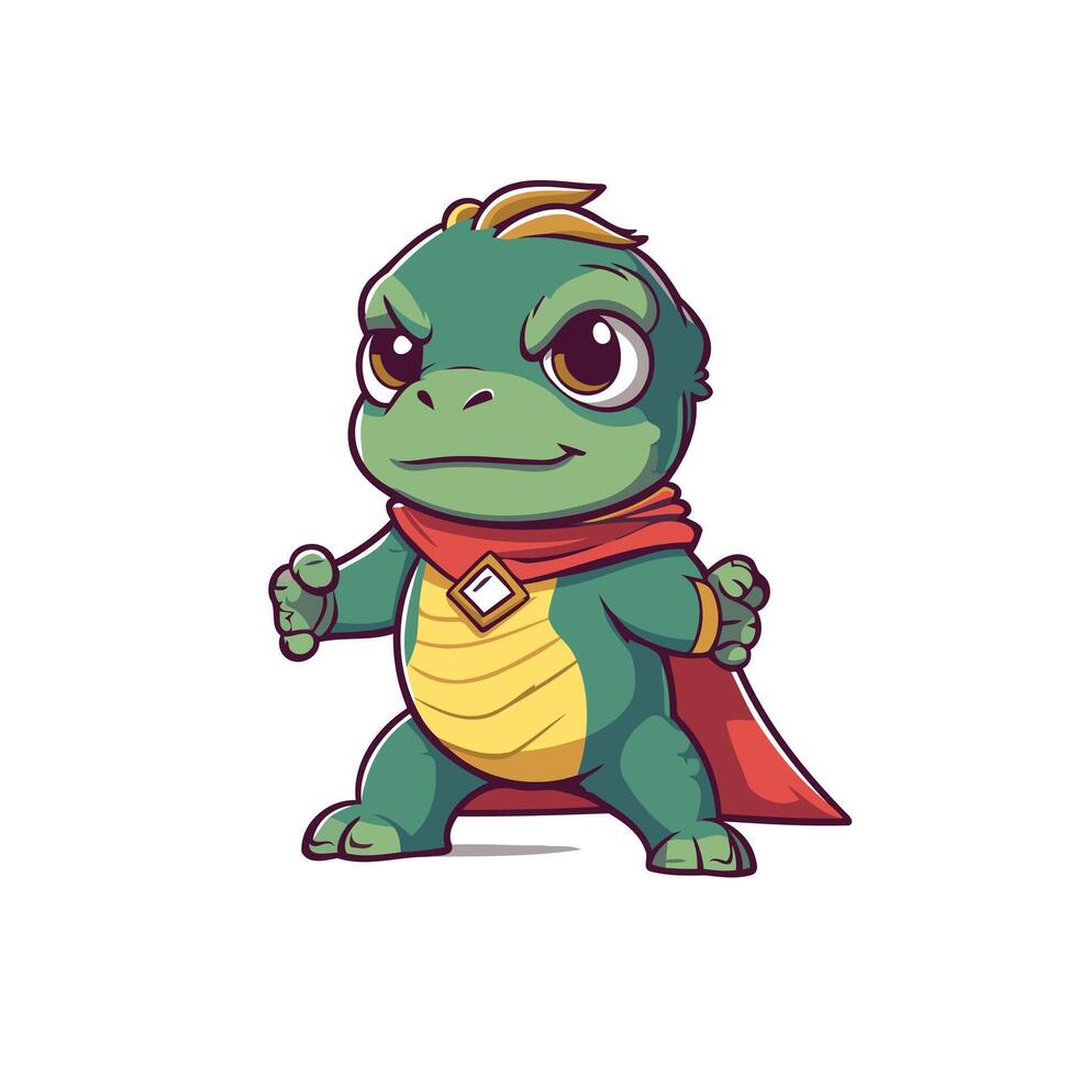 A cartoon character of a green lizard with a cape vector