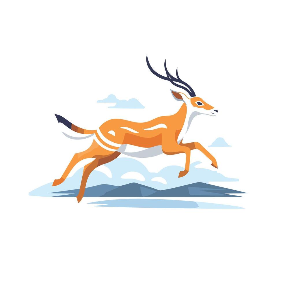 An illustration of a running gazelle vector
