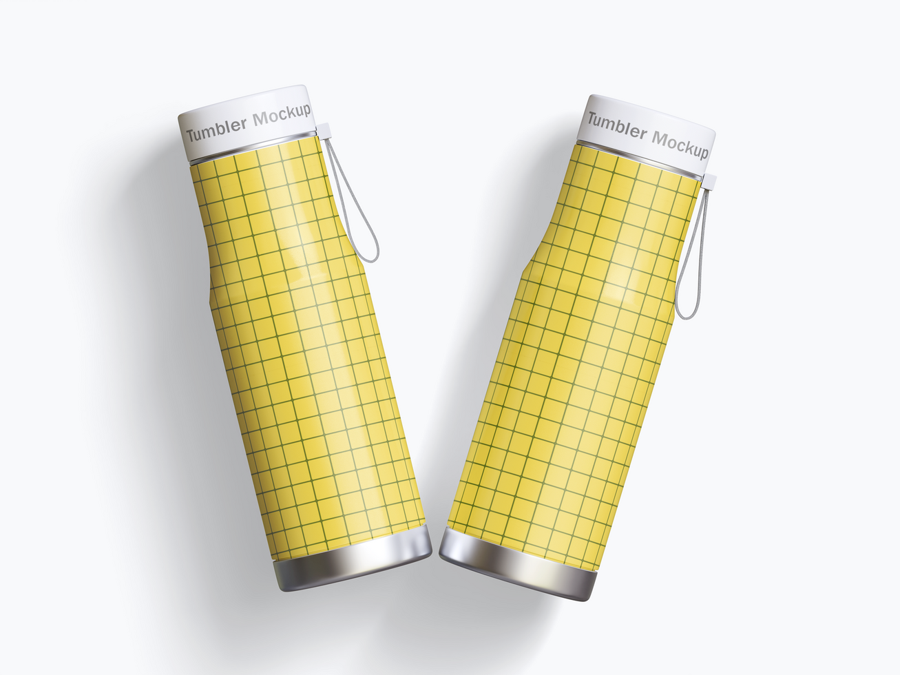 Luxury water bottle isolated on white background with reflection and clipping path. For design. Thermos bottle. psd
