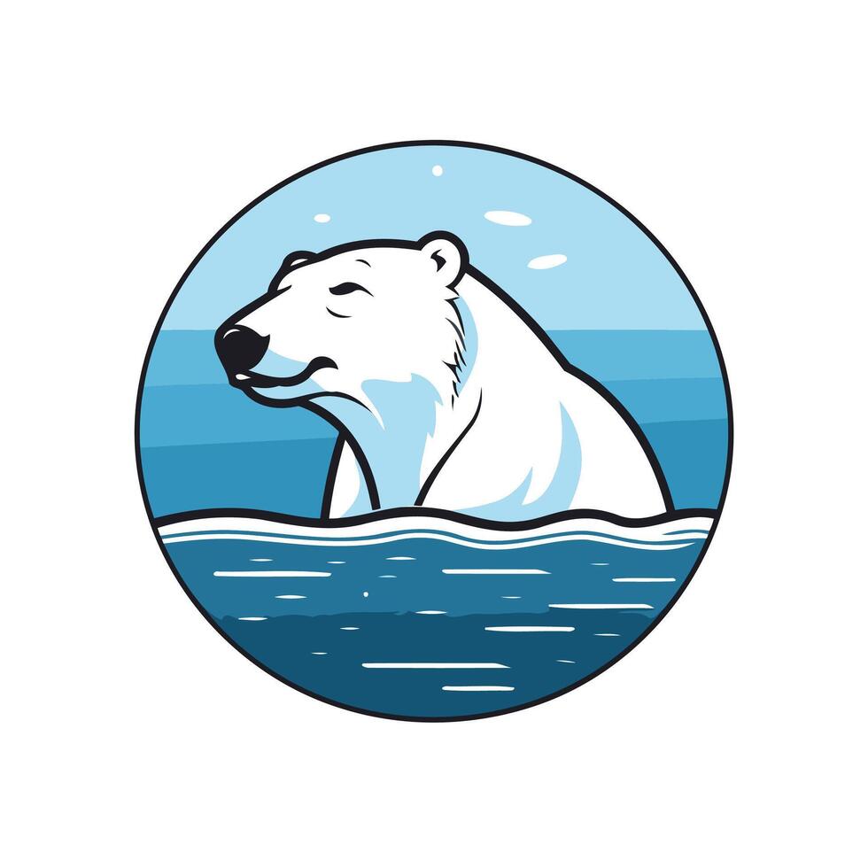Polar bear swimming in the ocean illustration vector