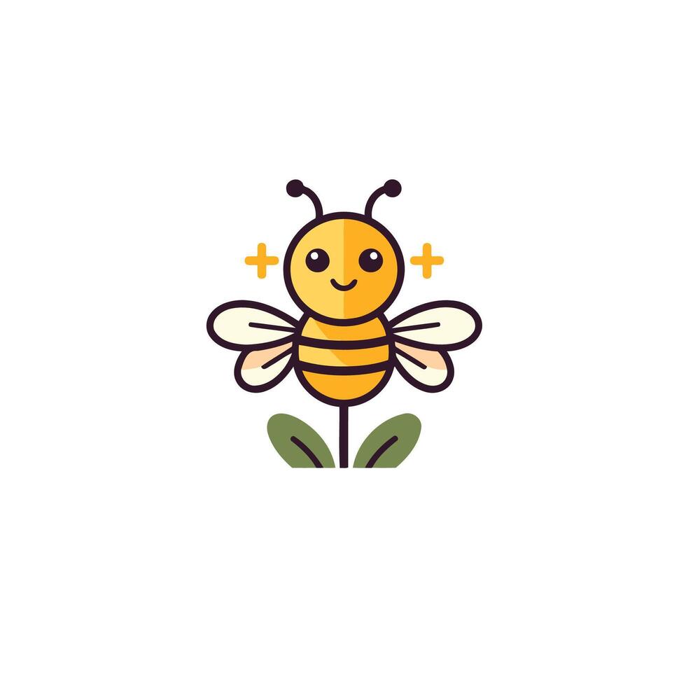 A bee logo with a smiley face vector